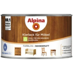 Alpina Klarlack, Für Innen, 0,3 L, Farblos, Seidenmatt