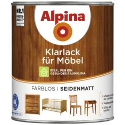 Alpina Klarlack, Für Innen, 0,75 L, Farblos, Seidenmatt