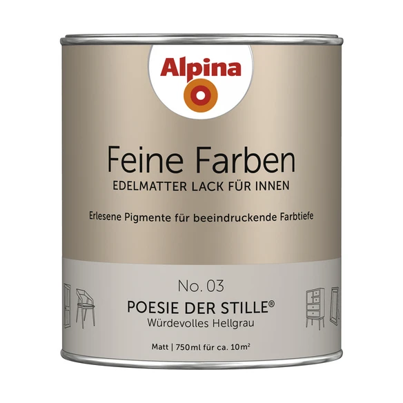 Alpina Buntlack »Feine Farben«, 0,75 L, Hellgrau 1 Alpina Buntlack »Feine Farben«, 0,75 L, Hellgrau