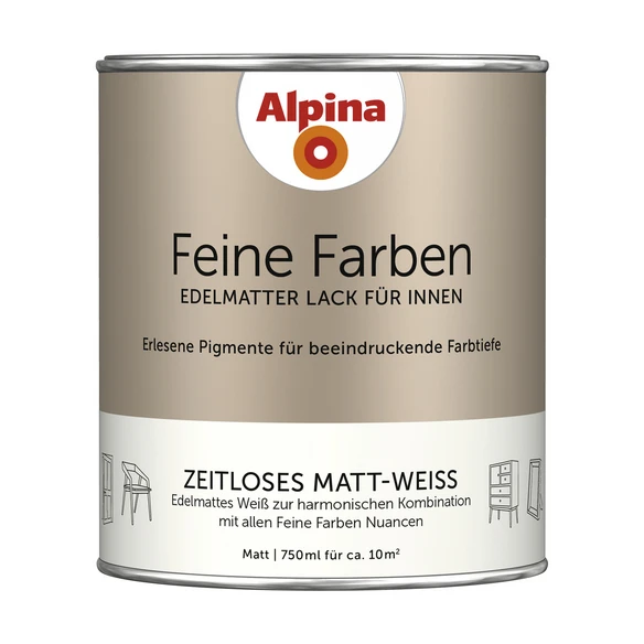 Alpina Buntlack »Feine Farben«, 0,75 L, Weiß 1 Alpina Buntlack »Feine Farben«, 0,75 L, Weiß