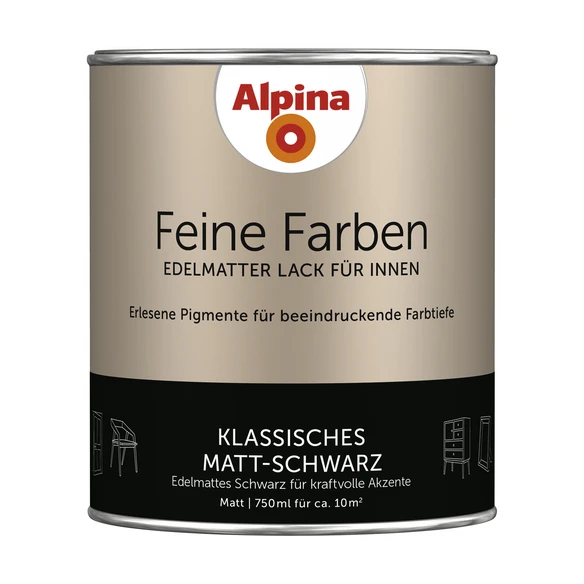 Alpina Buntlack »Feine Farben«, 0,75 L, Schwarz 1 Alpina Buntlack »Feine Farben«, 0,75 L, Schwarz