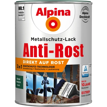 Alpina Metallschutz-Lack Anti-Rost Dunkelgrün Glänzend 2,5 Liter 1 Alpina Metallschutz-Lack Anti-Rost Dunkelgrün Glänzend 2,5 Liter
