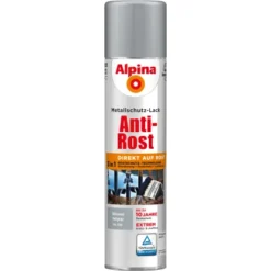 Alpina Metallschutz-Lack Anti-Rost Spray Hellgrau Glänzend 400 Ml