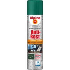 Alpina Metallschutz-Lack Anti-Rost Spray Grün Hammerschlag 400 Ml