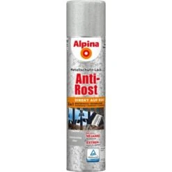 Alpina Metallschutz-Lack Anti-Rost Spray Silber Hammerschlag 400 Ml