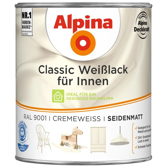 Alpina Weißlack »Classic«, RAL 9001, Seidenmatt 1 Alpina Weißlack »Classic«, RAL 9001, Seidenmatt