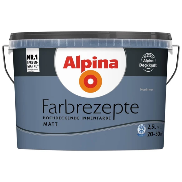 Alpina Innenfarbe »Farbrezepte«, Nordmeer, Matt 1 Alpina Innenfarbe »Farbrezepte«, Nordmeer, Matt