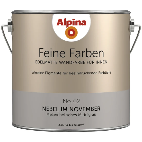 Alpina Dispersionsfarbe »Feine Farben«, Nebel Im November, Seidenmatt 1 Alpina Dispersionsfarbe »Feine Farben«, Nebel Im November, Seidenmatt
