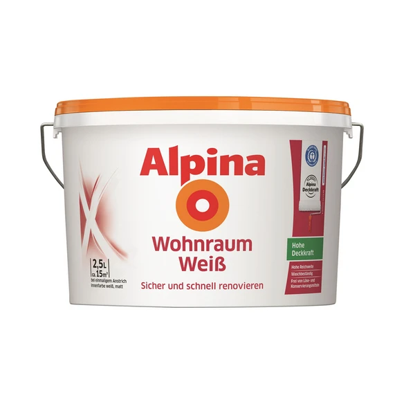 Alpina Dispersionsfarbe »Wohnraumweiß«, Wohnraumweiß, Matt 1 Alpina Dispersionsfarbe »Wohnraumweiß«, Wohnraumweiß, Matt