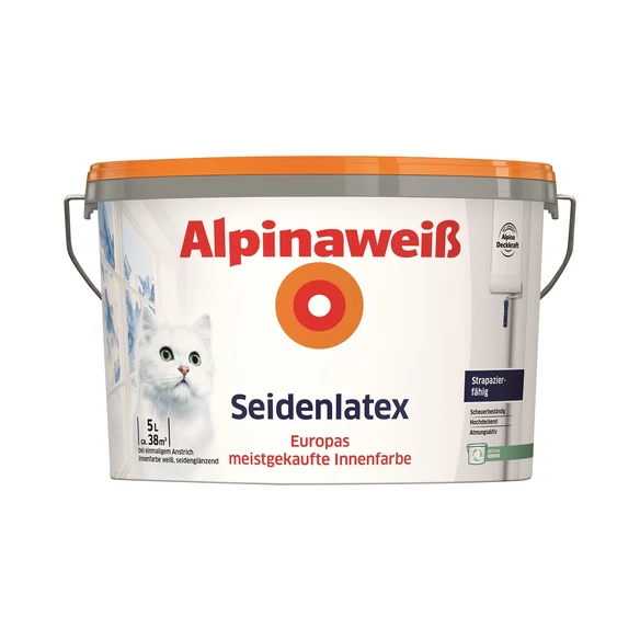 Alpina Wandfarbe »Seidenlatex«, Weiß, Seidenglänzend 1 Alpina Wandfarbe »Seidenlatex«, Weiß, Seidenglänzend