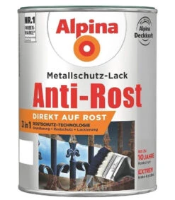 Alpina Metallschutz-Lack Anti-Rost Glänzend 750 Ml RAL 9010 Weiß