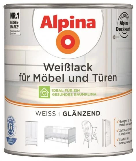 Alpina Weißlack Für Möbel + Türen Glänzend 750ml