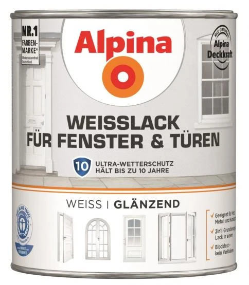 Alpina Weißlack Für Fenster + Türen Glänzend 750ml