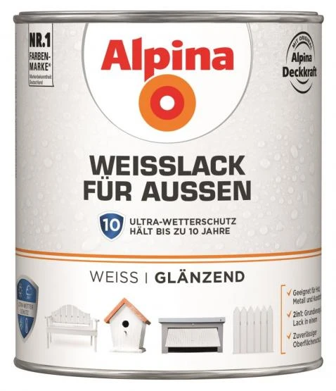 Alpina Weißlack Für Außen Glänzend 750ml