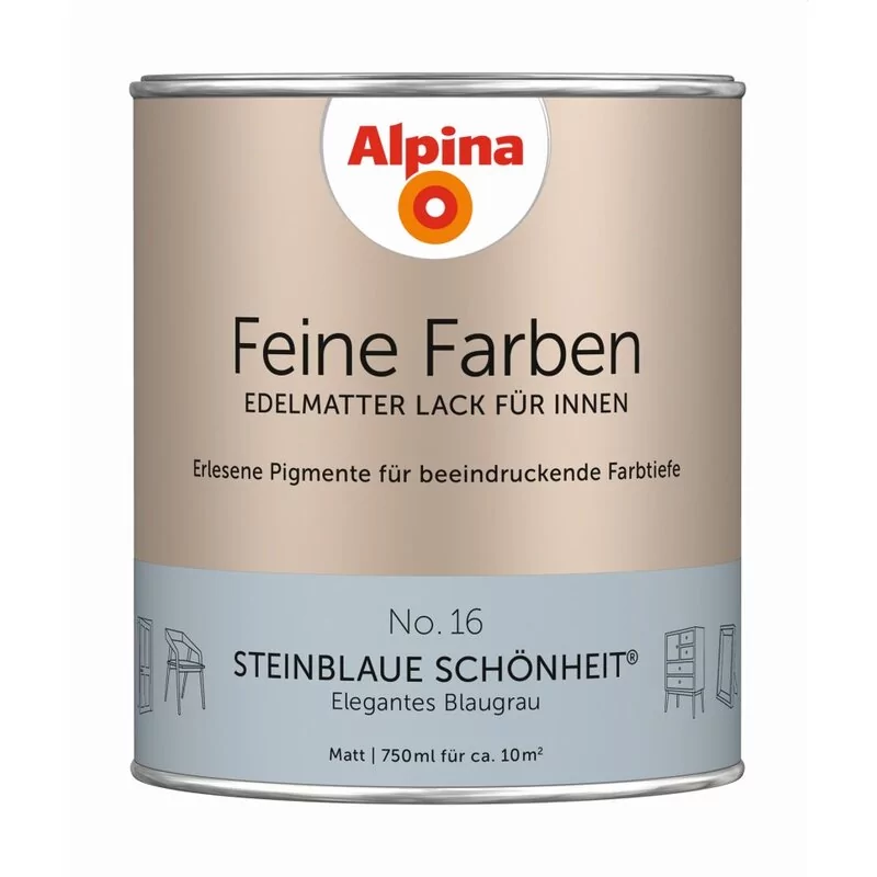 Alpina Feine Farben Lack No. 16 Steinblaue Schönheit® Edelmatt 750ml 1 Alpina Feine Farben Lack No. 16 Steinblaue Schönheit® Edelmatt 750ml