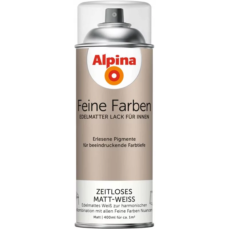 Alpina Feine Farben Sprühlack Zeitloses Matt-Weiss Edelmatt 400ml 1 Alpina Feine Farben Sprühlack Zeitloses Matt-Weiss Edelmatt 400ml