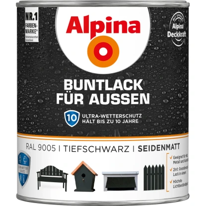 Alpina Buntlack Für Aussen Tiefschwarz Seidenmatt 750 Ml 1 Alpina Buntlack Für Aussen Tiefschwarz Seidenmatt 750 Ml